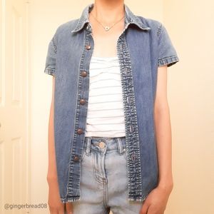 🦋DKNY Chambray Dark Blue Wash Chambray Tshirt